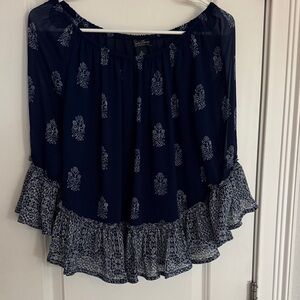 Lucky Brand Navy Blouse with White Details